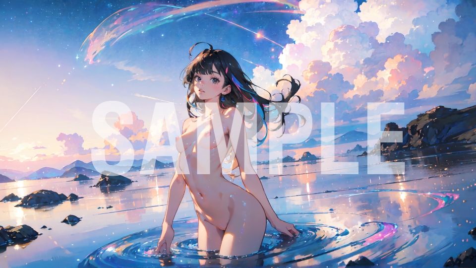 サンプル画像1:パソコンのデスクトップの壁紙に使える、黒髪ロングの女の子（大井 真菜ちゃん）のイラスト集(とどまり亭) [d_366366]