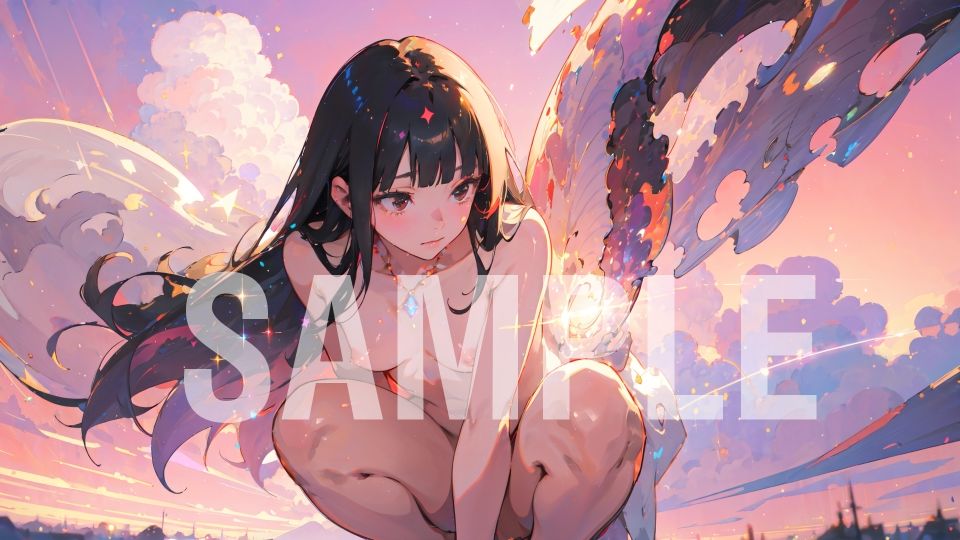 サンプル画像2:パソコンのデスクトップの壁紙に使える、黒髪ロングの女の子（大井 真菜ちゃん）のイラスト集(とどまり亭) [d_366366]