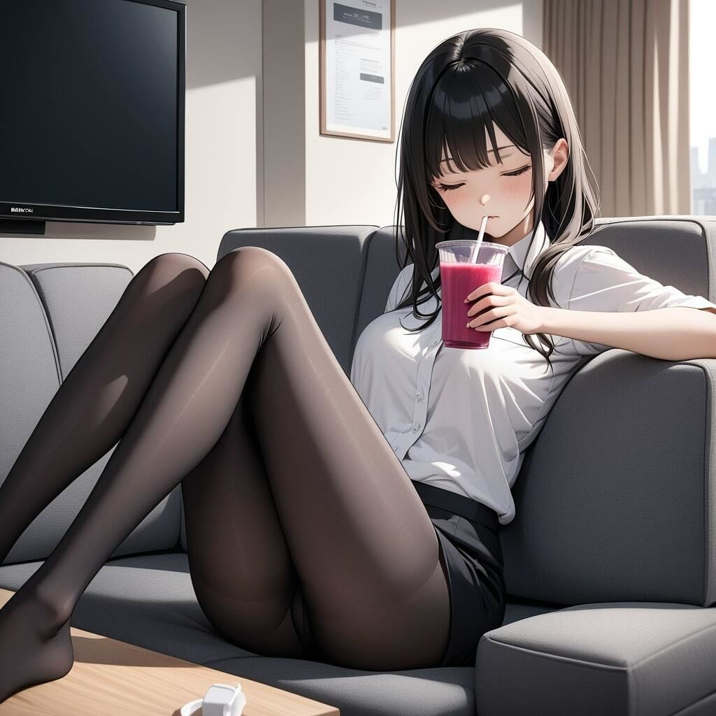 サンプル画像1:黒ストッキング脚の魅力！働くOLさん(ふりかけテキーラ) [d_366878]