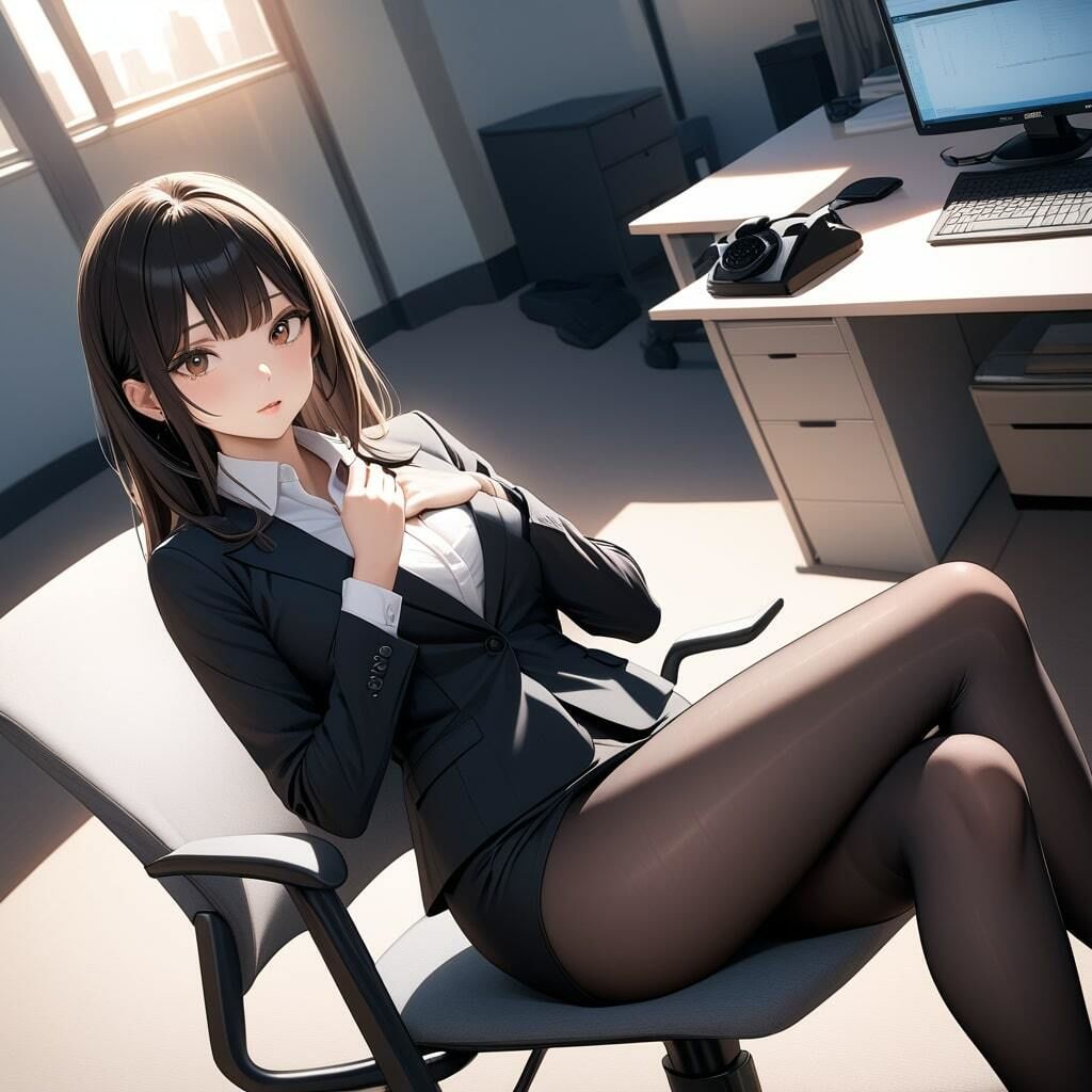黒ストッキング脚の魅力！働くOLさんの画像8