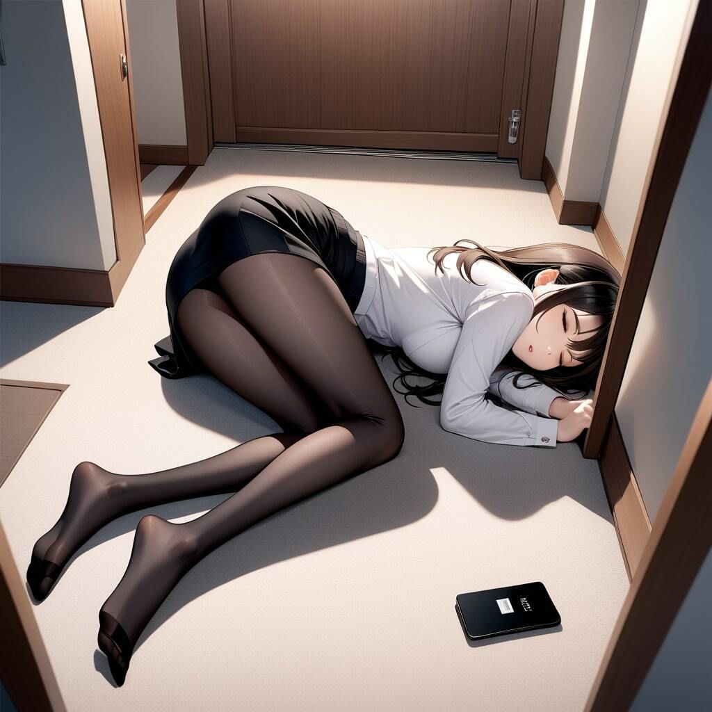 黒ストッキング脚の魅力！働くOLさんの画像10