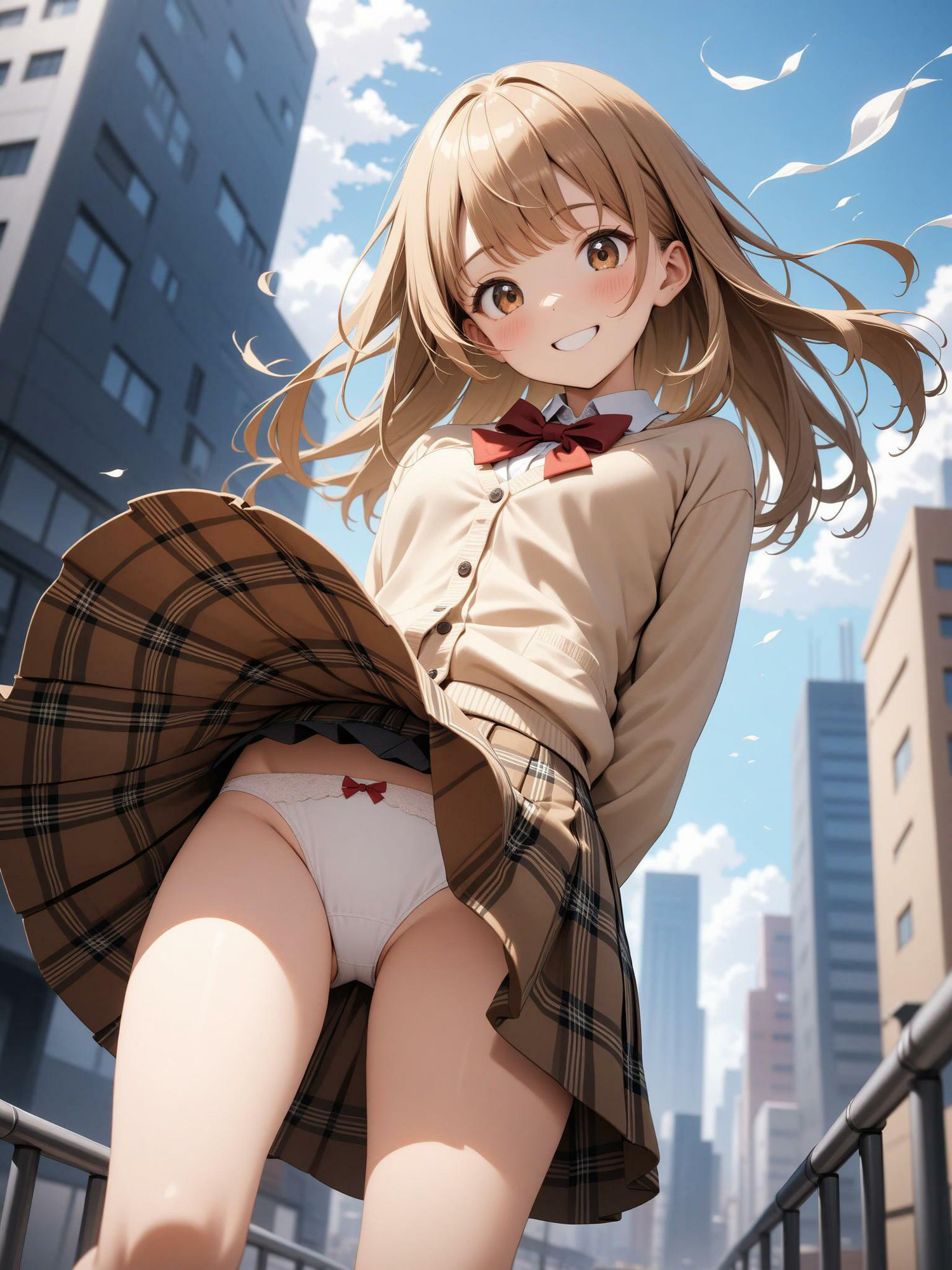 サンプル画像1:【女子校生のパンチラ】風のいたずら(AI_Shiteru) [d_366918]