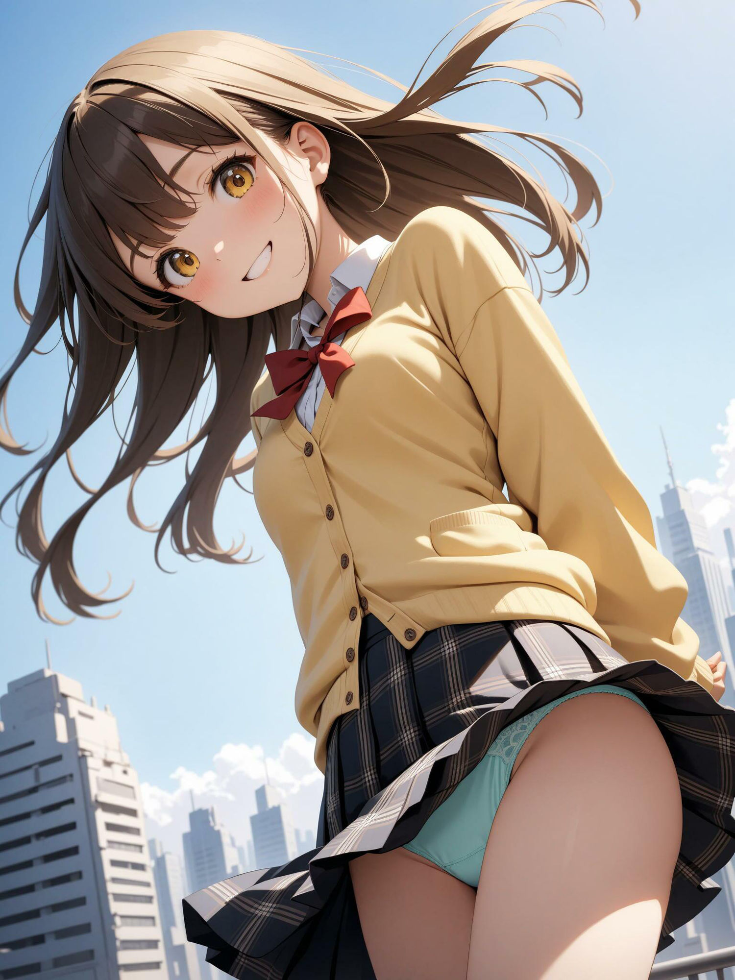 サンプル画像2:【女子校生のパンチラ】風のいたずら(AI_Shiteru) [d_366918]