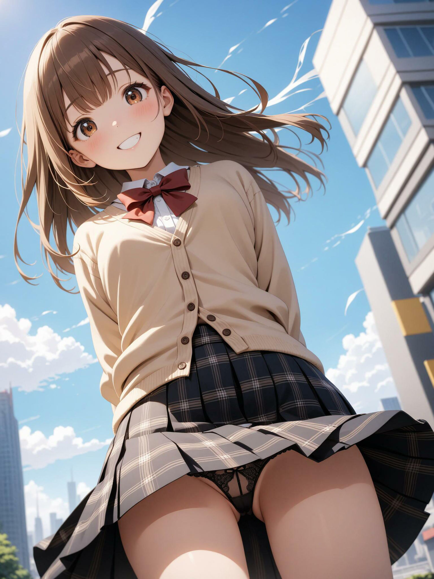 サンプル画像3:【女子校生のパンチラ】風のいたずら(AI_Shiteru) [d_366918]