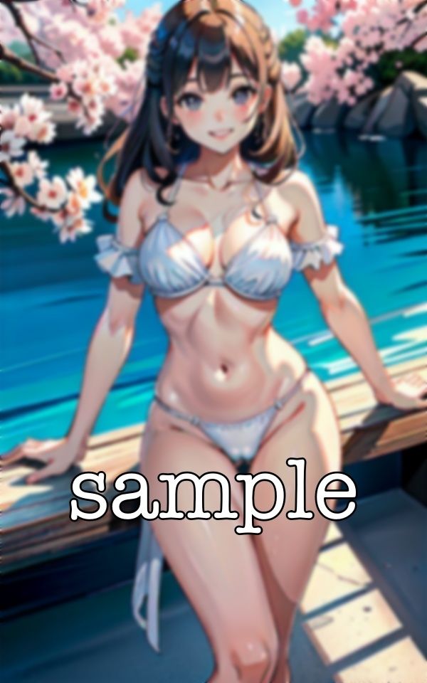 サンプル画像3:桜の下でビキニ！春に桜の下でえちえち露出撮影会・・・ 出会い系で知り合った美女にお願いしてみる・・・(突撃汁男) [d_367096]