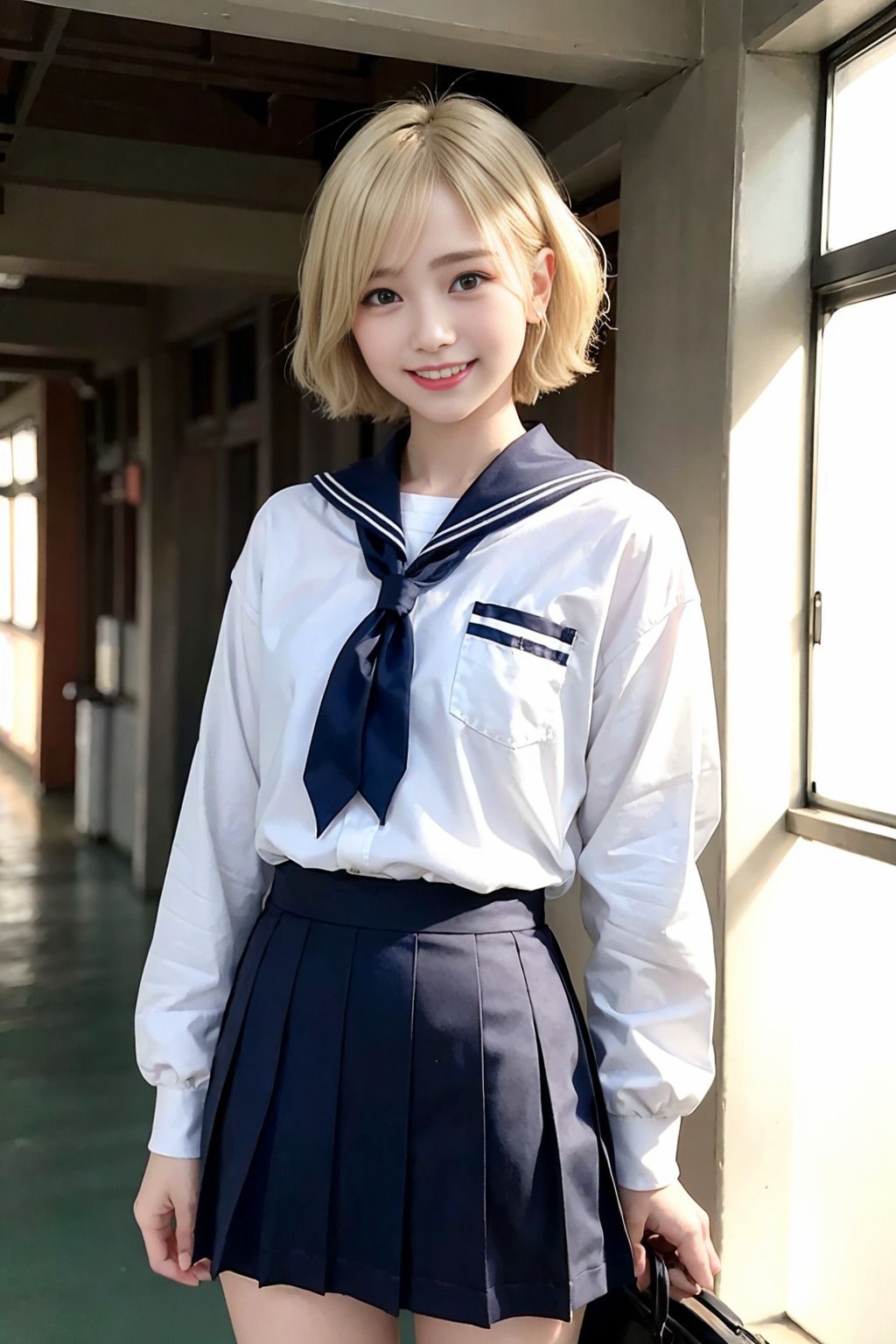 サンプル画像1:金髪ショートの女子校生とイチャイチャSEX！(ai-panda) [d_367236]