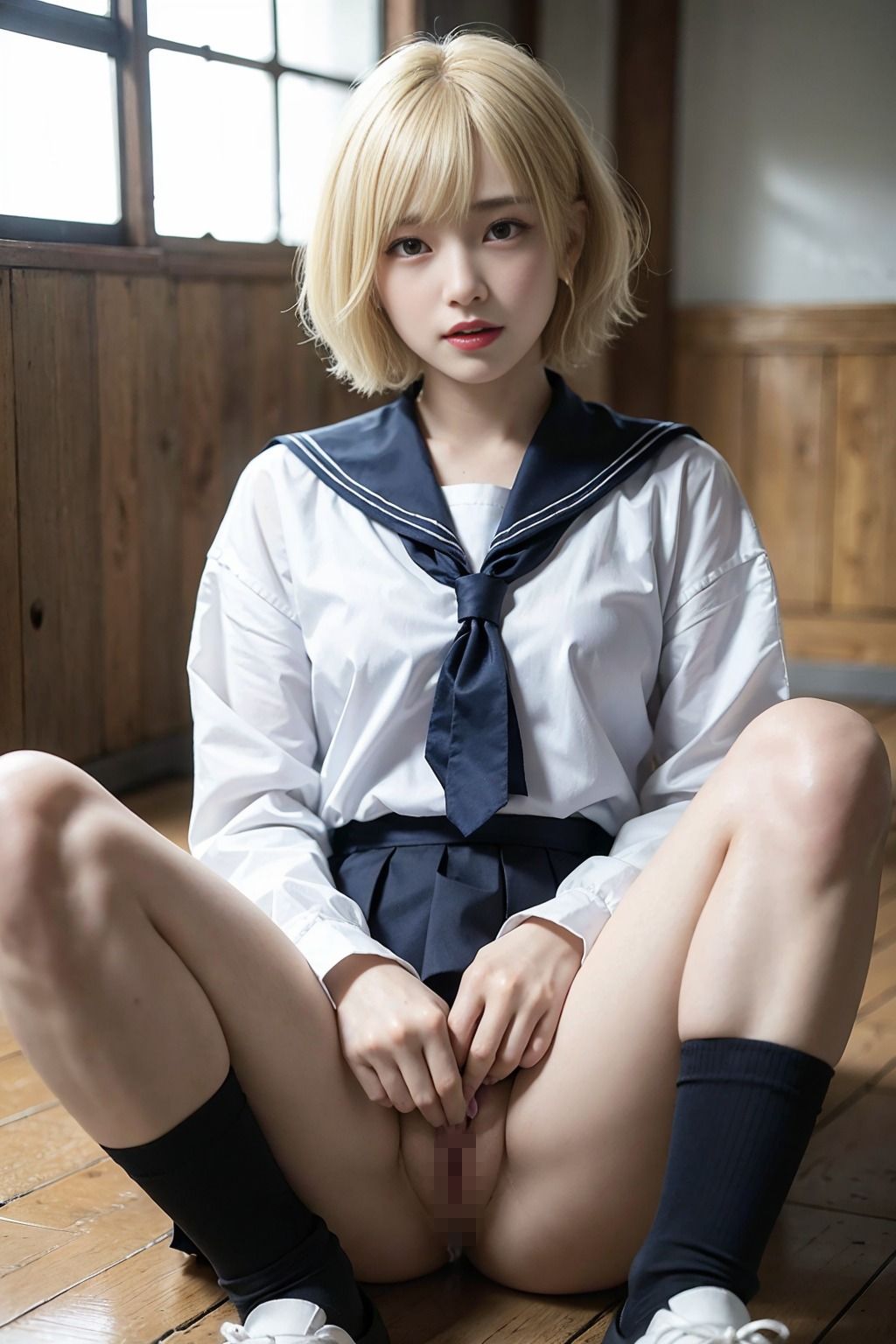 サンプル画像6:金髪ショートの女子校生とイチャイチャSEX！(ai-panda) [d_367236]