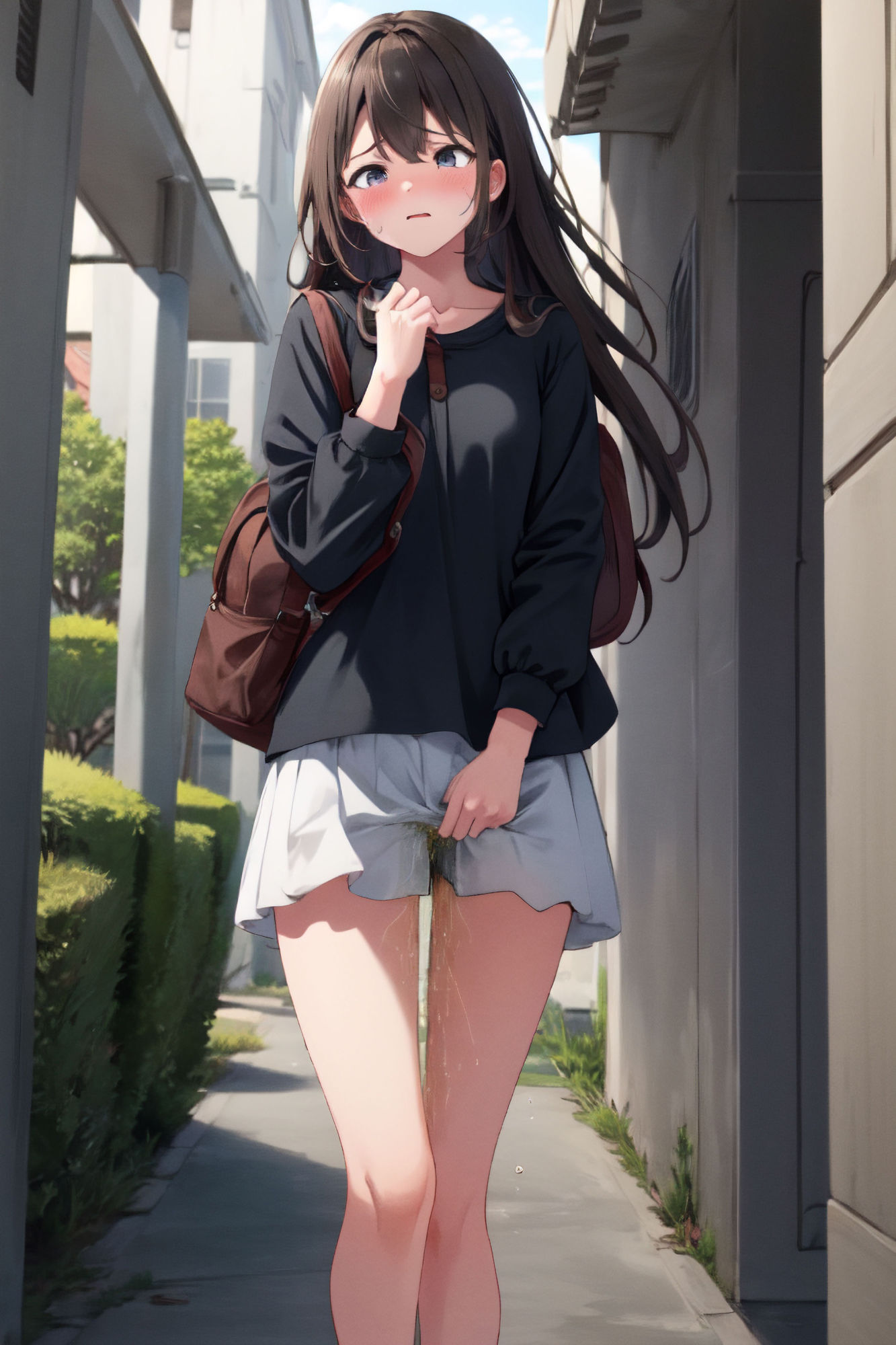 サンプル画像3:我慢できずに外でお漏らししちゃう少女(本望ちあき) [d_367571]