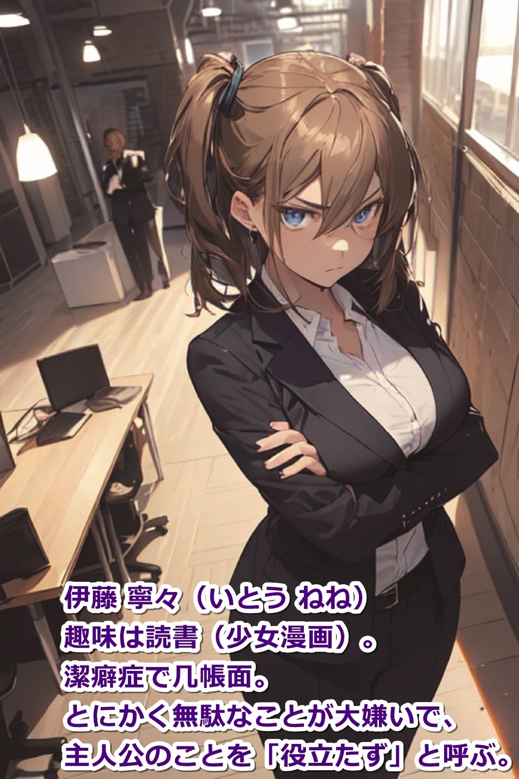 サンプル画像5:≪セリフ付き≫俺に厳しい会社の上司（♀）が、とっくに【即オチ2コマ】済みだということは誰も知らない…(くまとねこ屋) [d_367792]