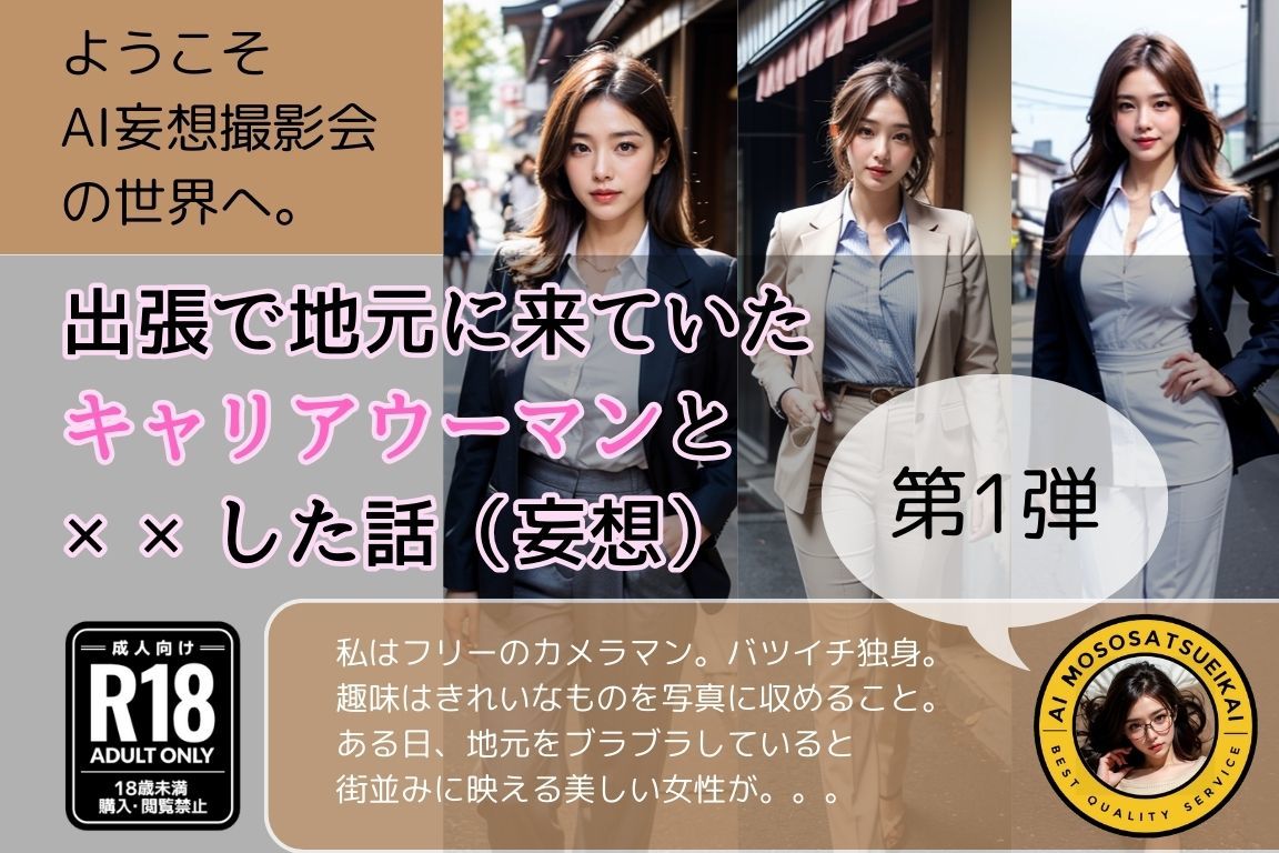 サンプル画像1:出張で地元に来ていたキャリアウーマンと××した話（妄想）第1弾(AI妄想撮影会) [d_367822]