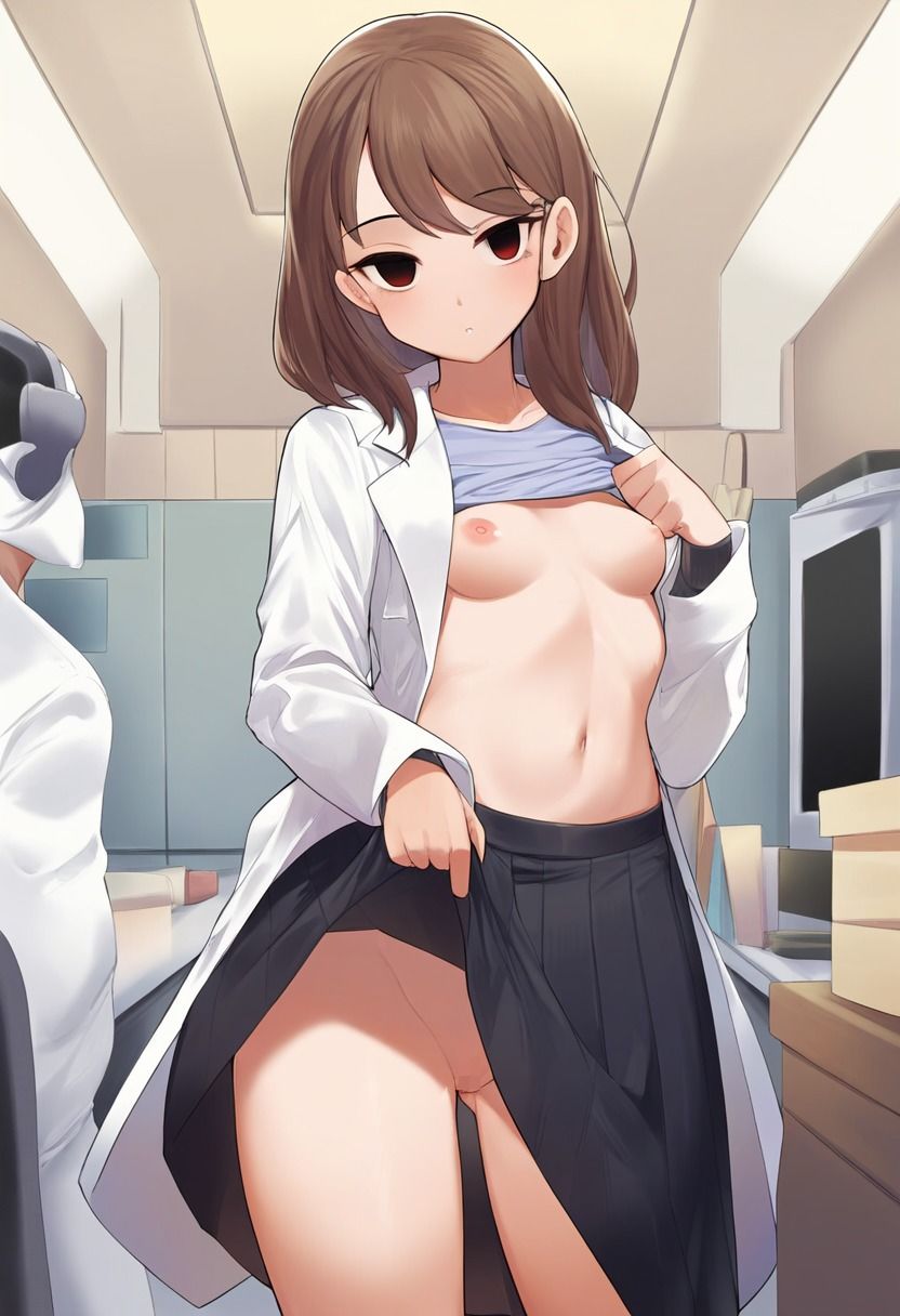 サンプル画像2:白衣の女の子が催●にかかってスカートをたくし上げている画像(催●スキ) [d_368013]