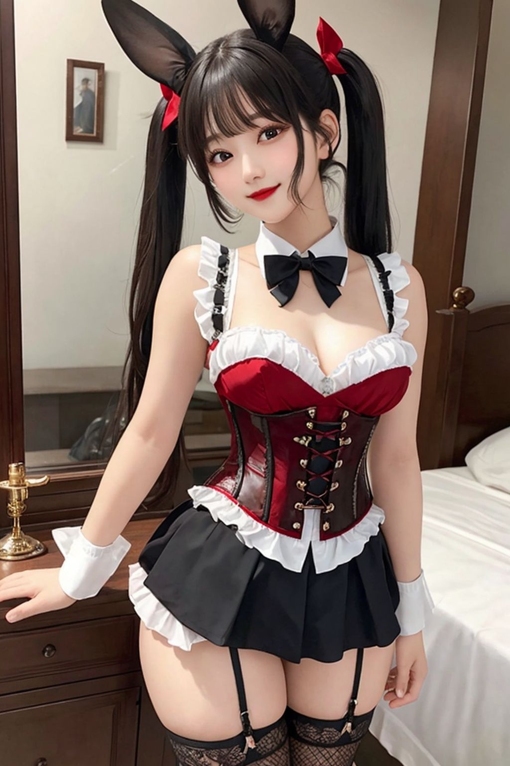 サンプル画像1:開脚バニーガール 黒髪ツインテール編(AI娘堂) [d_368075]