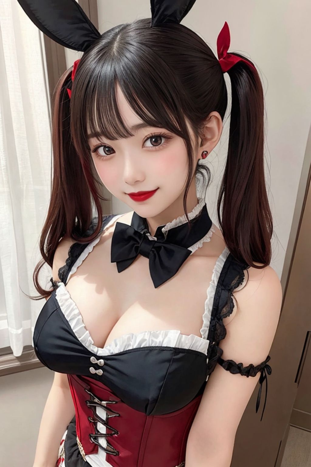 サンプル画像2:開脚バニーガール 黒髪ツインテール編(AI娘堂) [d_368075]