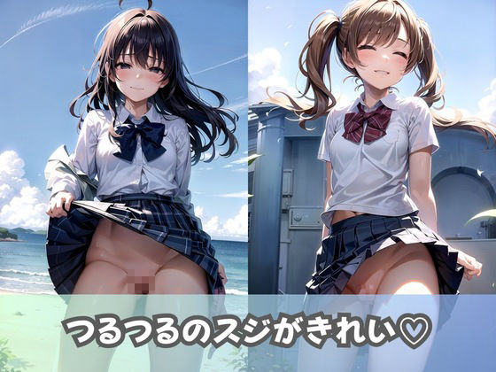 サンプル画像2:【清楚系JK】「制服スカートの中見せて」とお願いしたらマンスジくっきりの食い込みパンツとパイパンおま〇こを見せてくれる仲良しお姉ちゃん【女子校生】(美女AIコレクション) [d_368145]