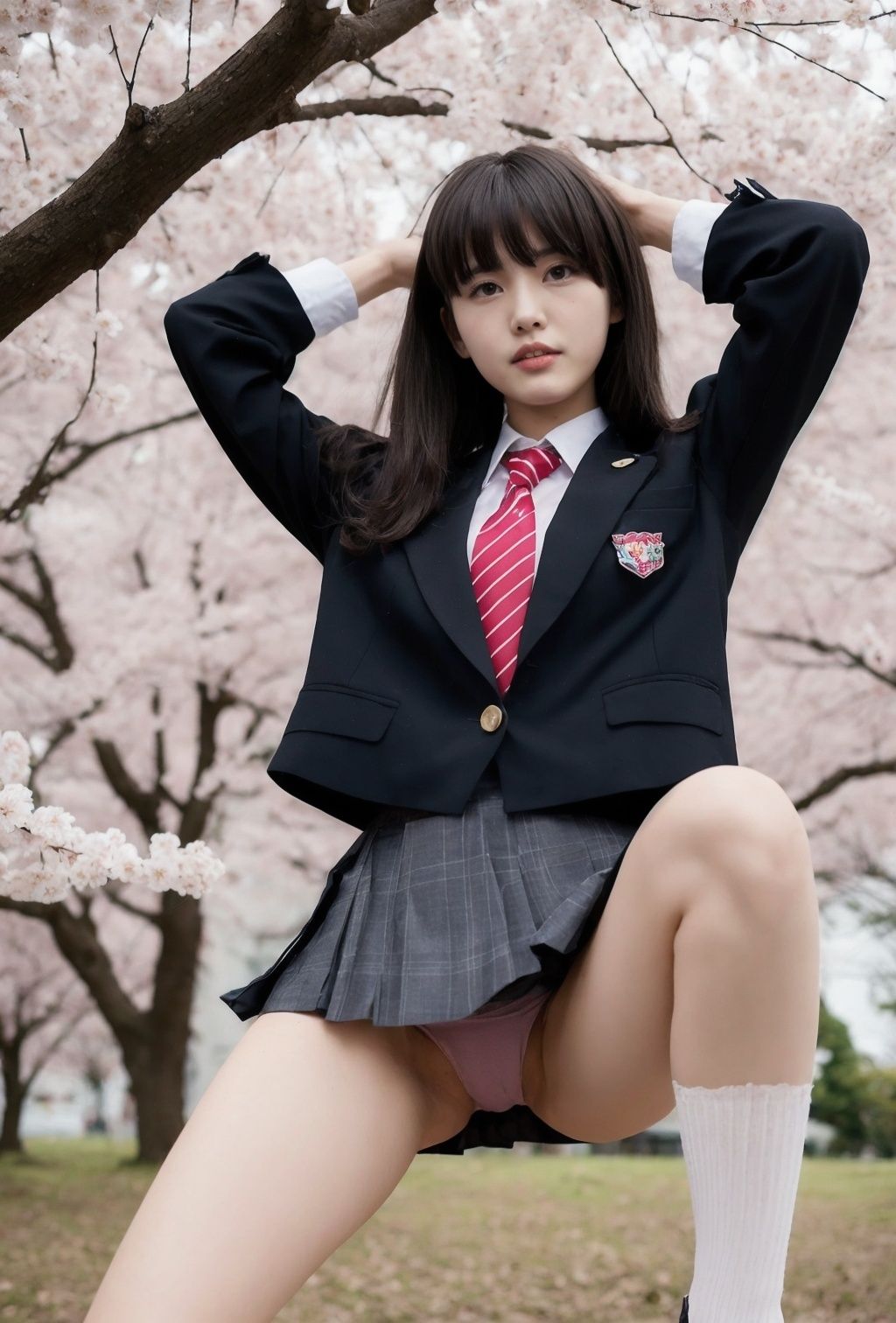 サンプル画像2:満開の桜の下での学生撮影会にて・・・(AIKA) [d_368426]