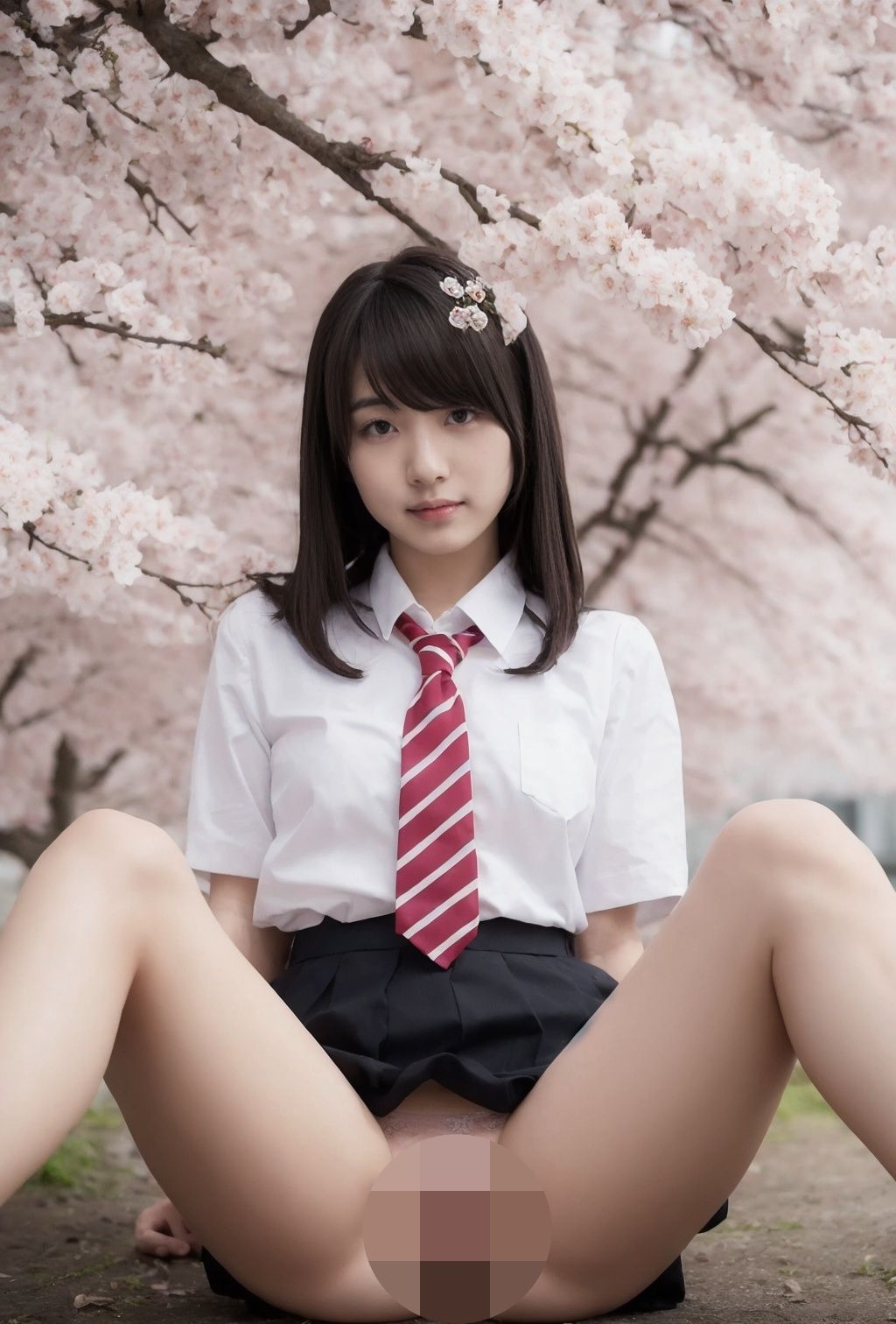 サンプル画像5:満開の桜の下での学生撮影会にて・・・(AIKA) [d_368426]