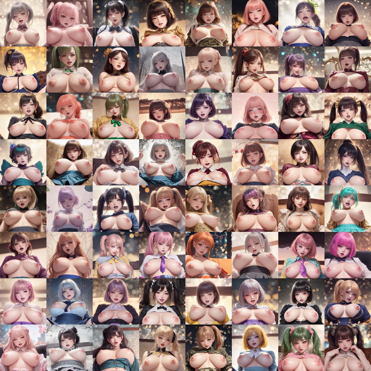 サンプル画像3:爆乳ギャル300名（水彩画風） – 300 big breasted gals （watercolor style） -(あらぶるま18＋（二次元）) [d_368925]