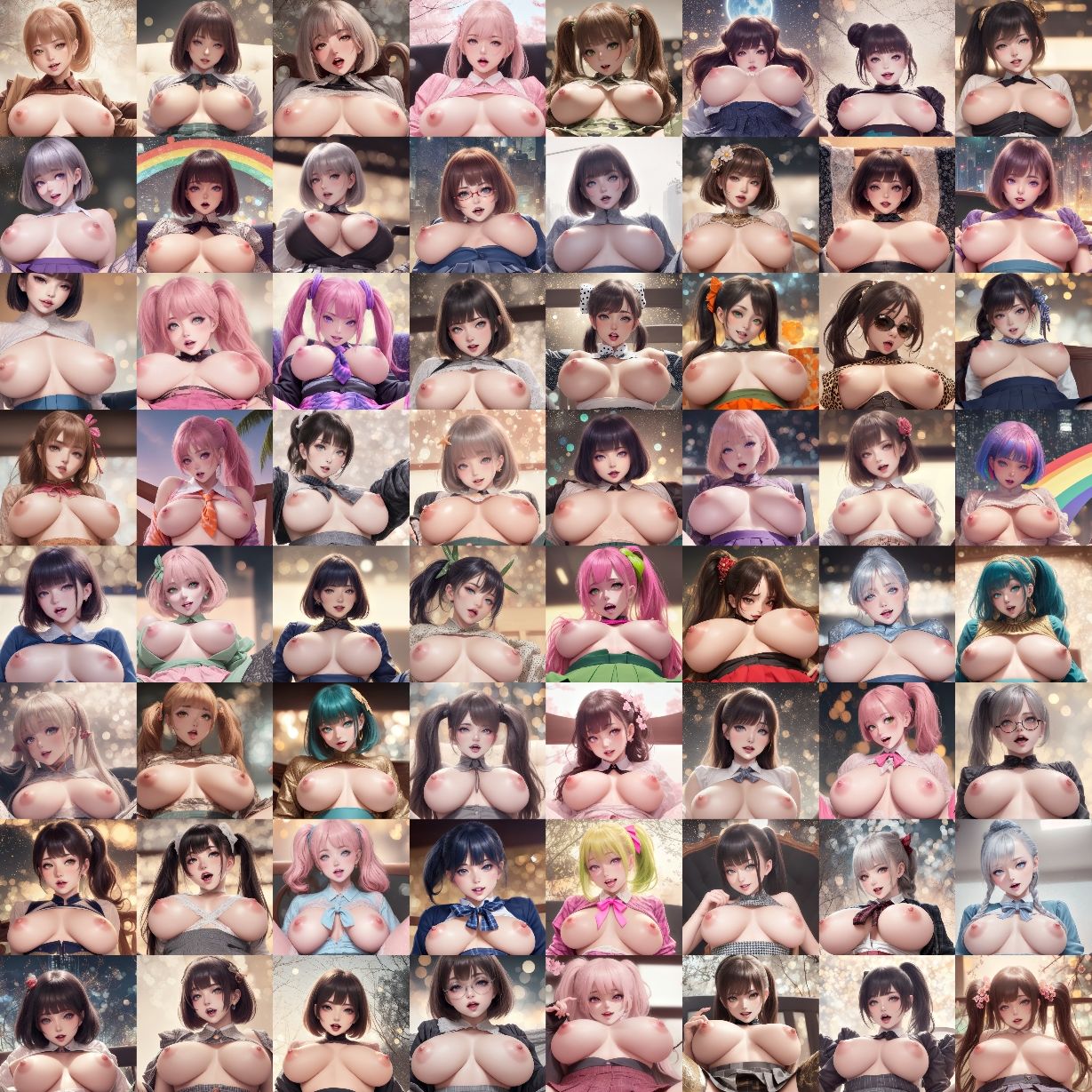 サンプル画像4:爆乳ギャル300名（水彩画風） – 300 big breasted gals （watercolor style） -(あらぶるま18＋（二次元）) [d_368925]