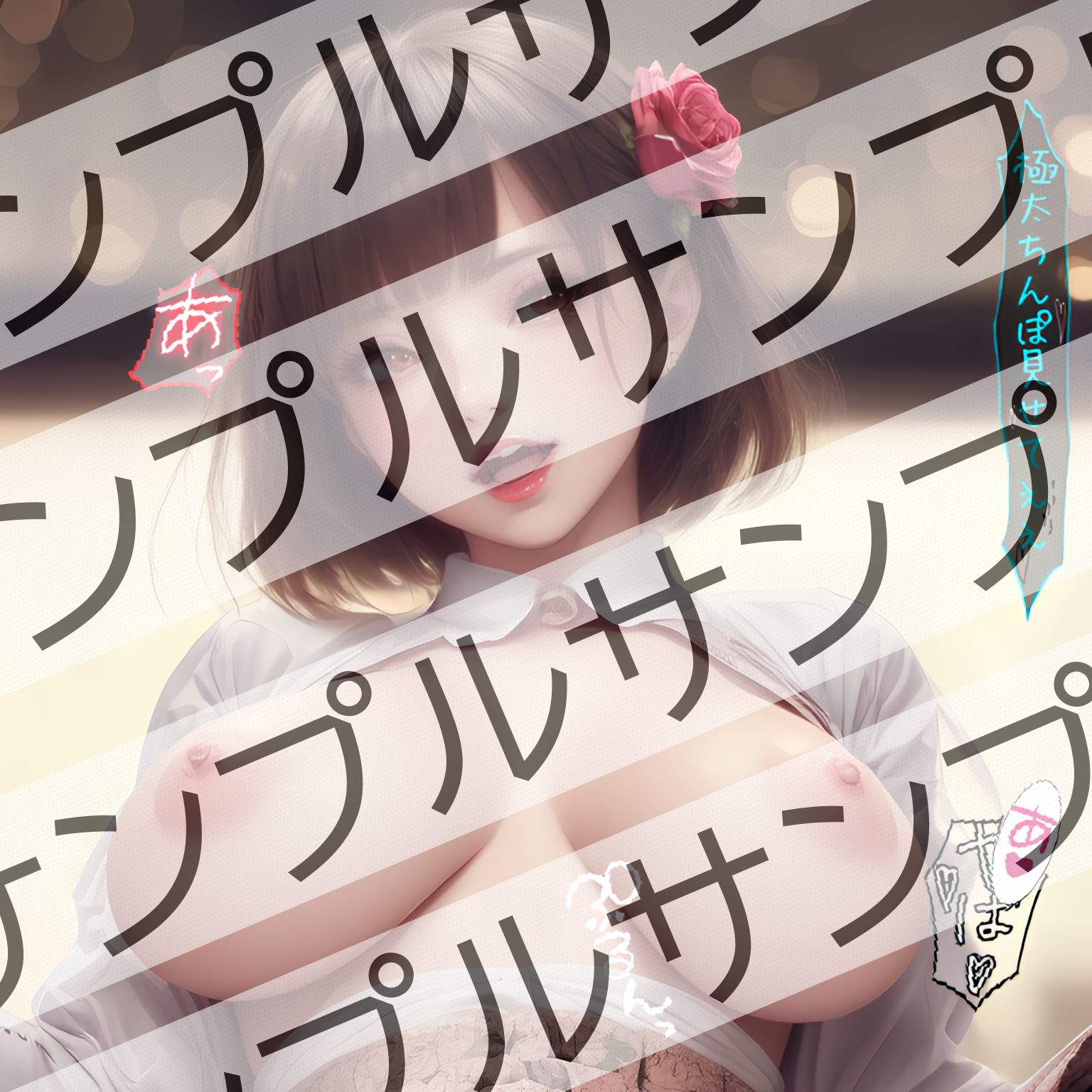 サンプル画像6:爆乳ギャル300名（水彩画風） – 300 big breasted gals （watercolor style） -(あらぶるま18＋（二次元）) [d_368925]