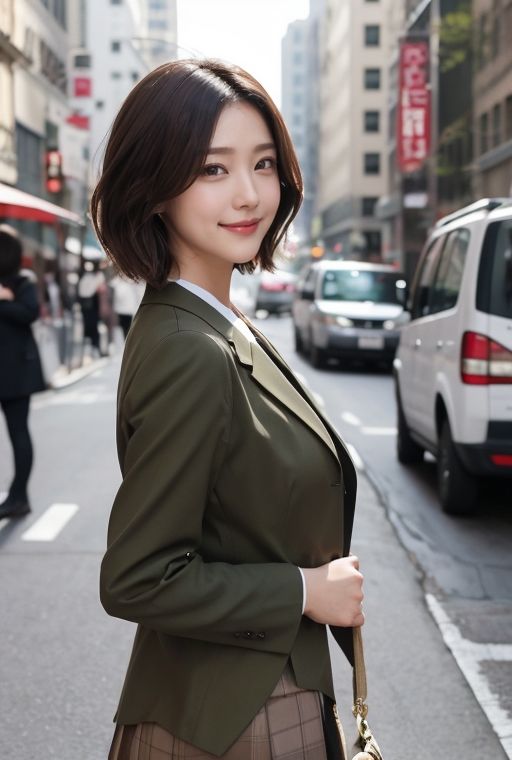 サンプル画像1:AIグラビア写真集｜街角の美人OL(桜/AIart) [d_369141]