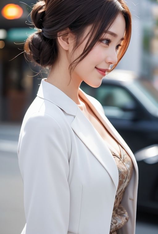 サンプル画像3:AIグラビア写真集｜街角の美人OL(桜/AIart) [d_369141]