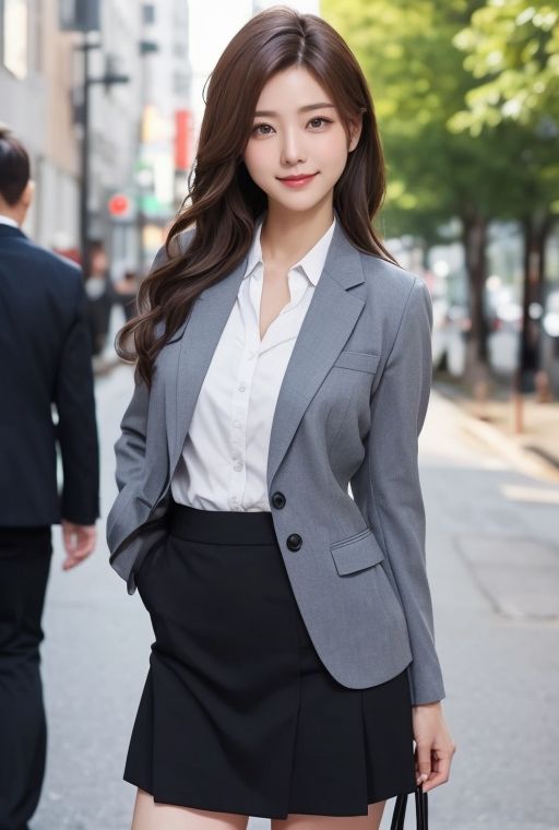 サンプル画像4:AIグラビア写真集｜街角の美人OL(桜/AIart) [d_369141]