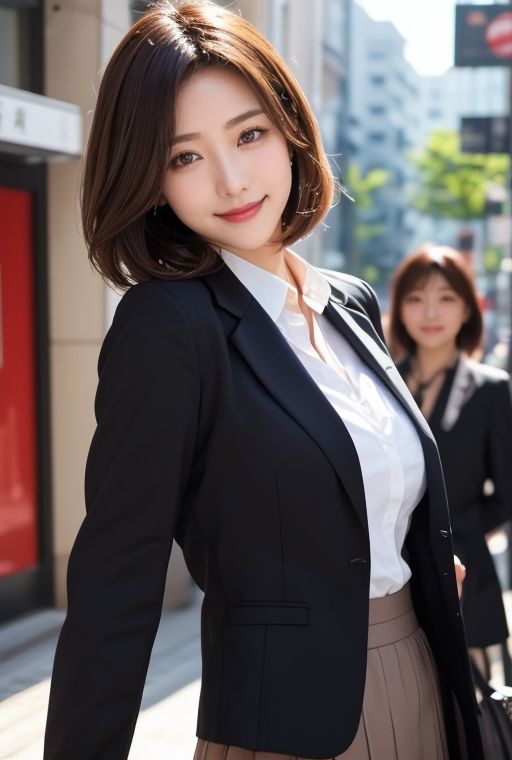 サンプル画像5:AIグラビア写真集｜街角の美人OL(桜/AIart) [d_369141]