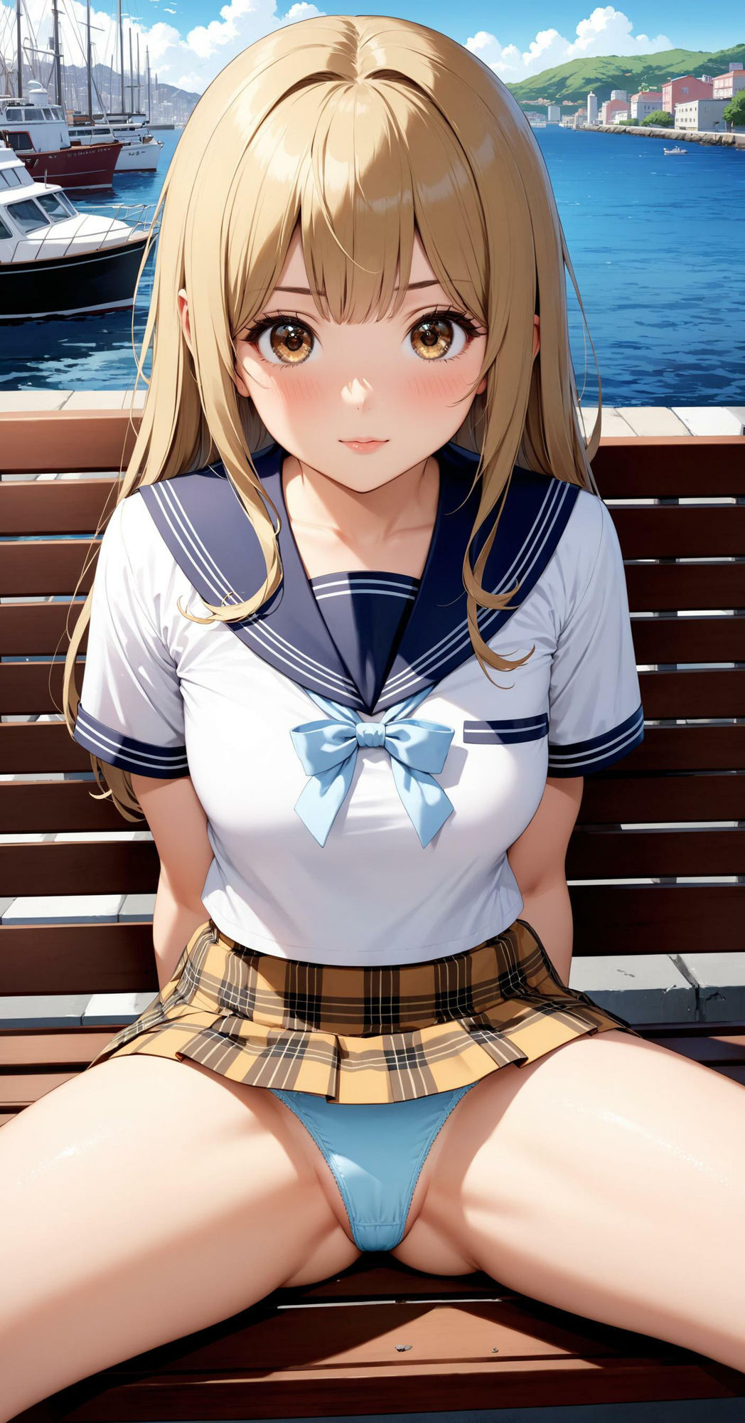 サンプル画像1:女子校生のパンチラ【海辺で見せつけ】(AI_Shiteru) [d_369162]