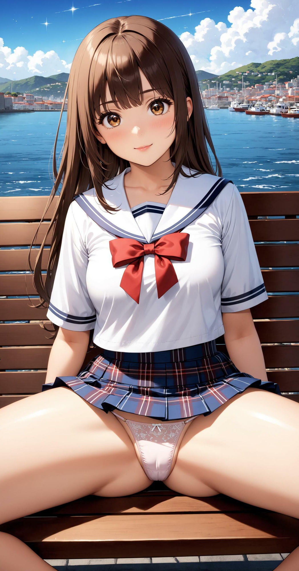 サンプル画像3:女子校生のパンチラ【海辺で見せつけ】(AI_Shiteru) [d_369162]