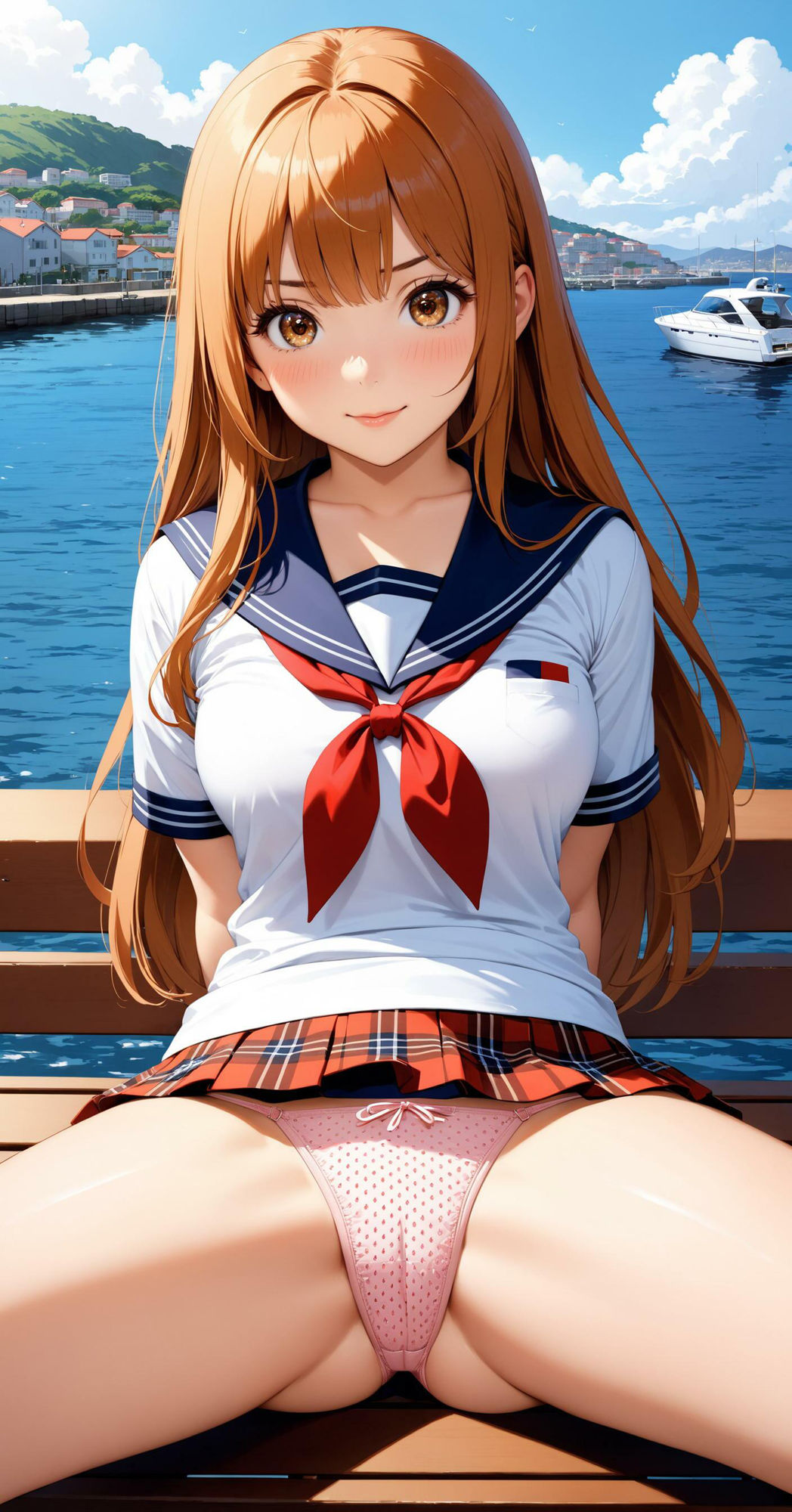 サンプル画像5:女子校生のパンチラ【海辺で見せつけ】(AI_Shiteru) [d_369162]