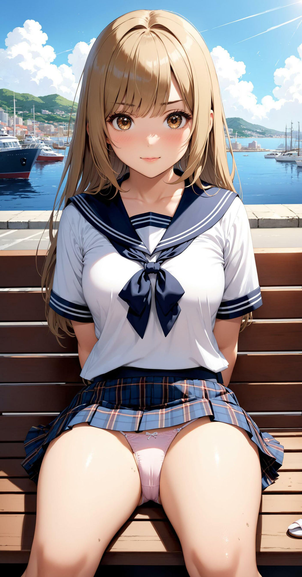 サンプル画像6:女子校生のパンチラ【海辺で見せつけ】(AI_Shiteru) [d_369162]