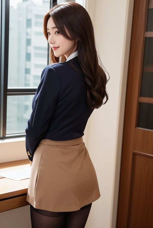 サンプル画像1:AIグラビア写真集｜ホテルの部屋の美人OL(桜/AIart) [d_369171]