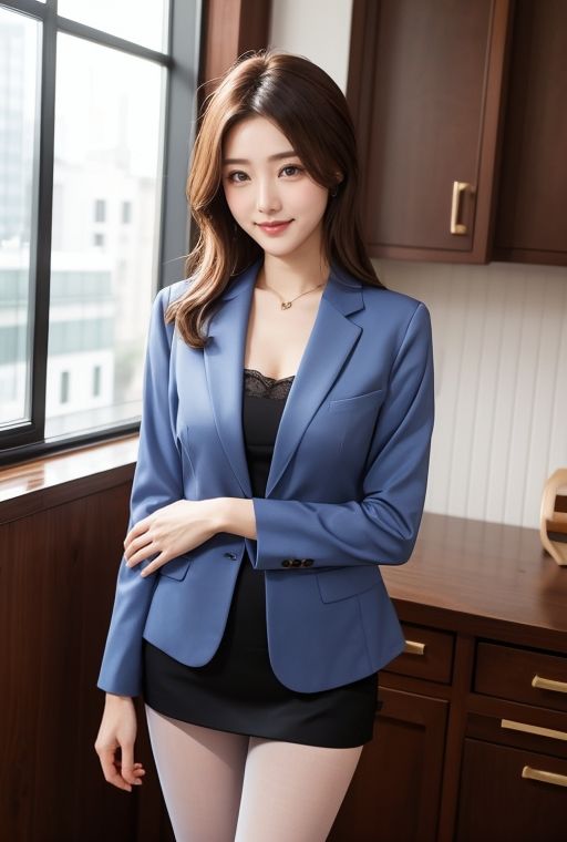 サンプル画像2:AIグラビア写真集｜ホテルの部屋の美人OL(桜/AIart) [d_369171]