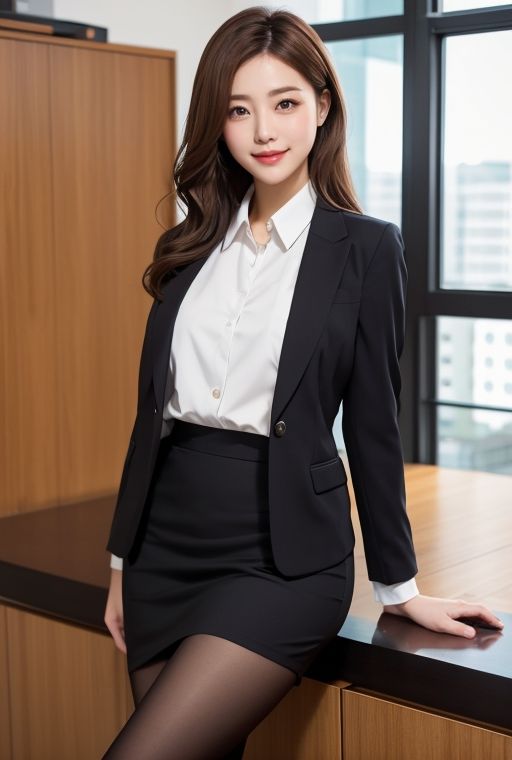 サンプル画像4:AIグラビア写真集｜ホテルの部屋の美人OL(桜/AIart) [d_369171]