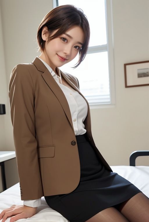 サンプル画像5:AIグラビア写真集｜ホテルの部屋の美人OL(桜/AIart) [d_369171]