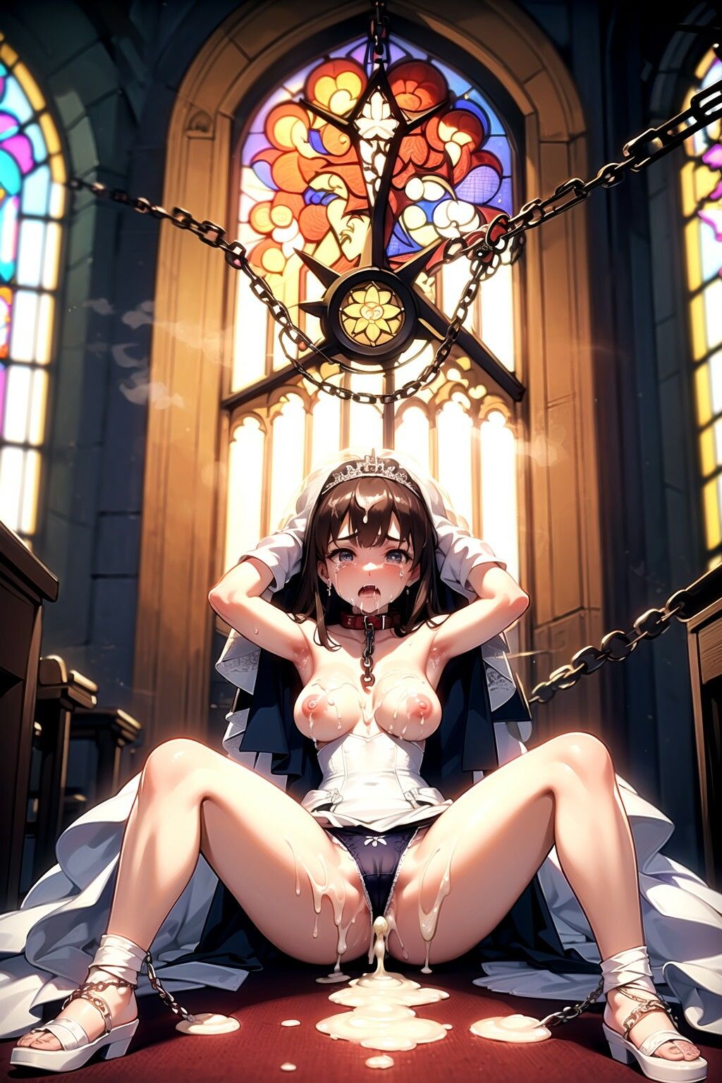 サンプル画像1:茶髪ウエディングドレス花嫁に神聖な教会で強●パンティー中出し射撃(AIザッハトルテ) [d_369224]