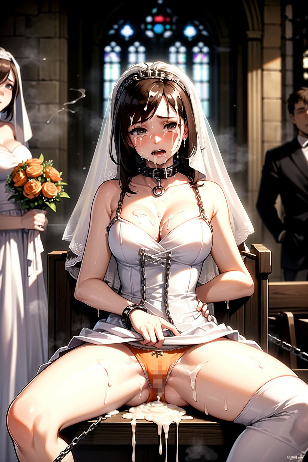 サンプル画像3:茶髪ウエディングドレス花嫁に神聖な教会で強●パンティー中出し射撃(AIザッハトルテ) [d_369224]