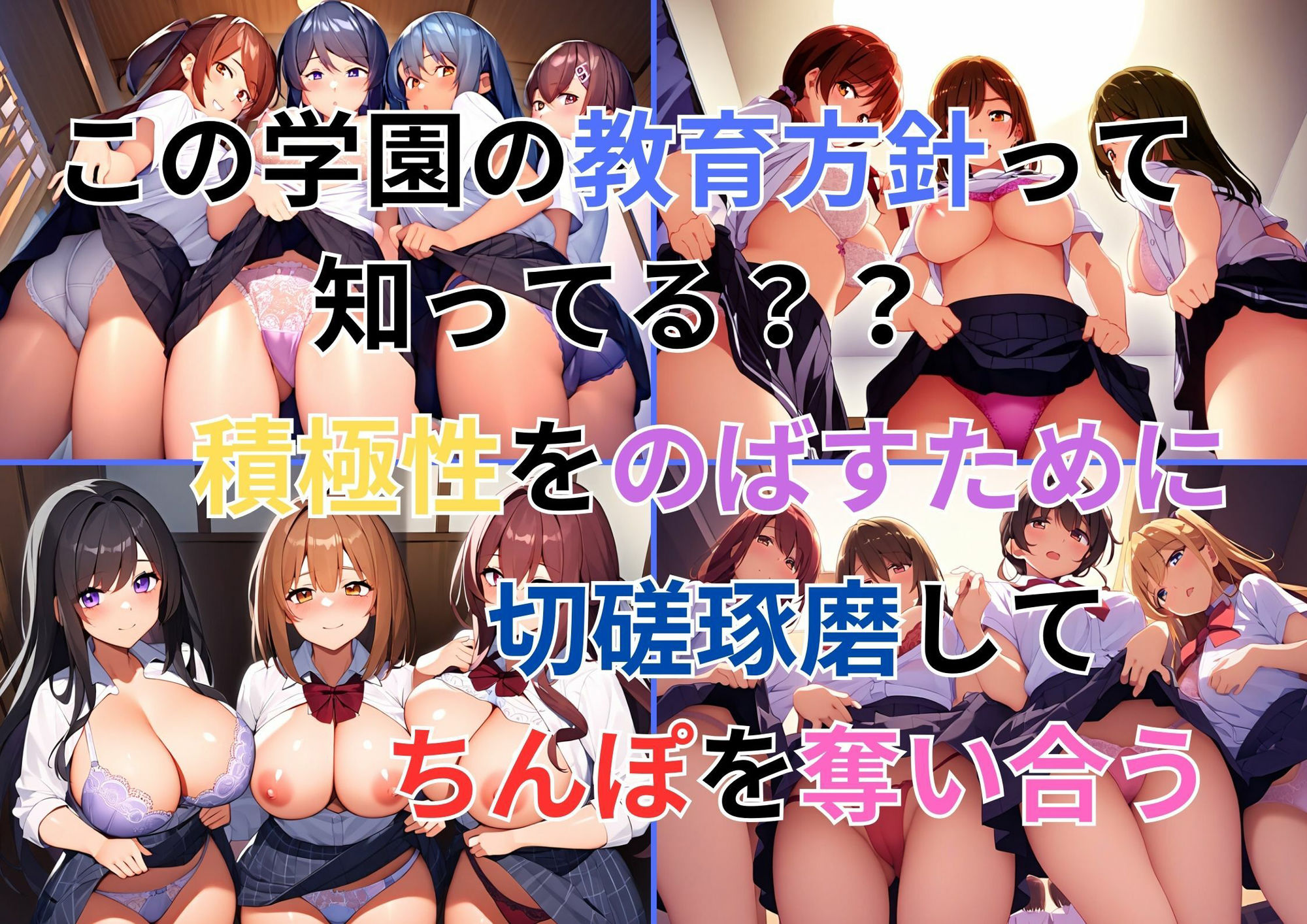 サンプル画像2:【ハーレム学園】制服JKに集団逆レ●プ！都会の女子校生はエロすぎる(AI欲イラスト屋さん：わんたんめん) [d_369537]