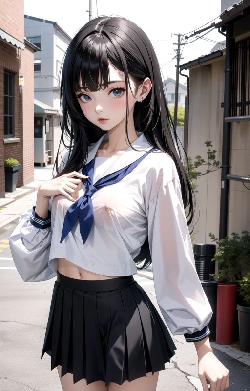 サンプル画像3:路地裏で美少女にこっそりおっぱいをチラ見せしてもらう(yuujin) [d_369579]