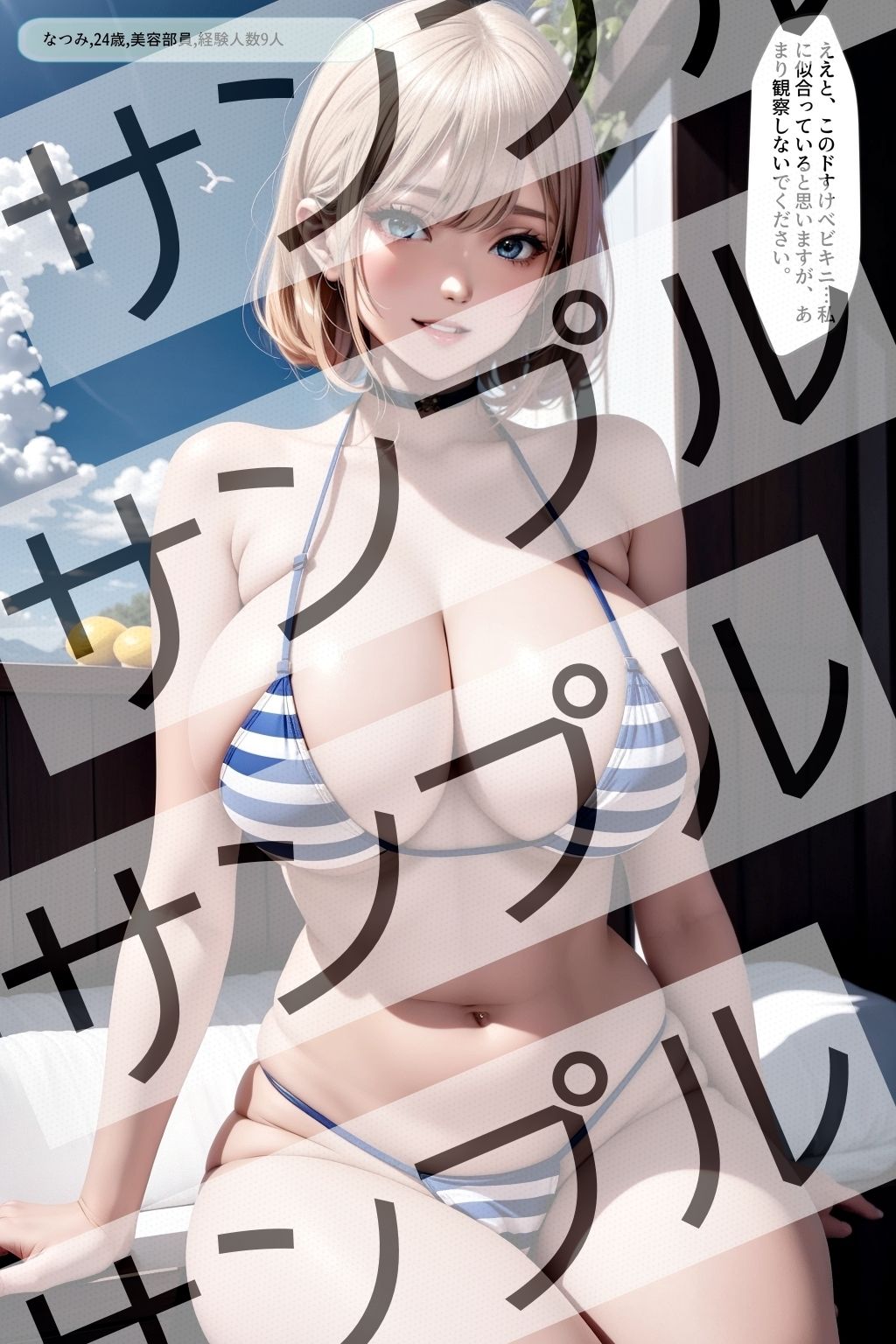 サンプル画像6:マイクロビキニを着た美女の恥ずかしい言葉 – Embarrassing words of a beautiful woman wearing a micro bikini -(あらぶるま18＋（二次元）) [d_369794]