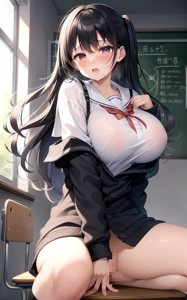 サンプル画像2:教室でヒミツの遊び(AIっ子) [d_370001]