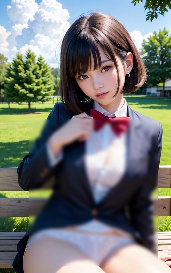 サンプル画像1:制服少◯のチラ見せパンツ(ミルクキング) [d_370516]