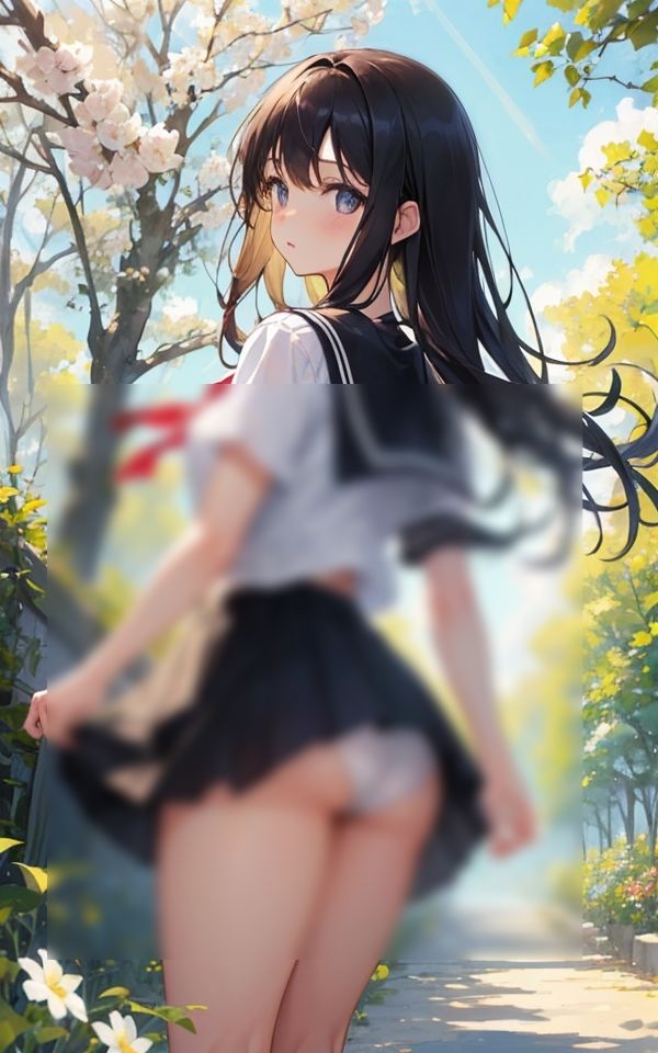 サンプル画像2:風に吹かれてチラ見えパンチラ(淫乱戦士) [d_370519]