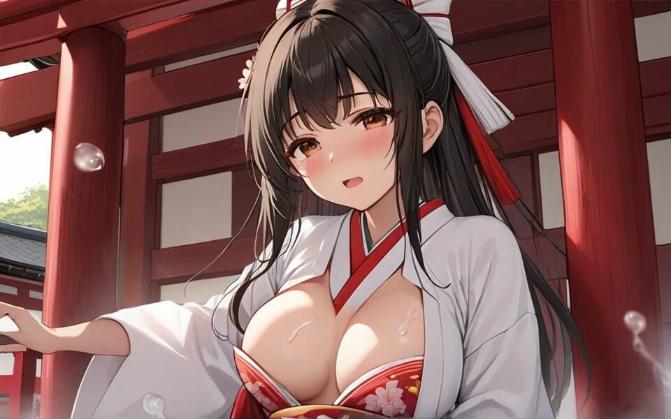 サンプル画像5:巫女さまが可愛くてお参りできません！ どうしたのですか？時間があれば私の相手してくれますか！(妖艶なボディ) [d_370589]