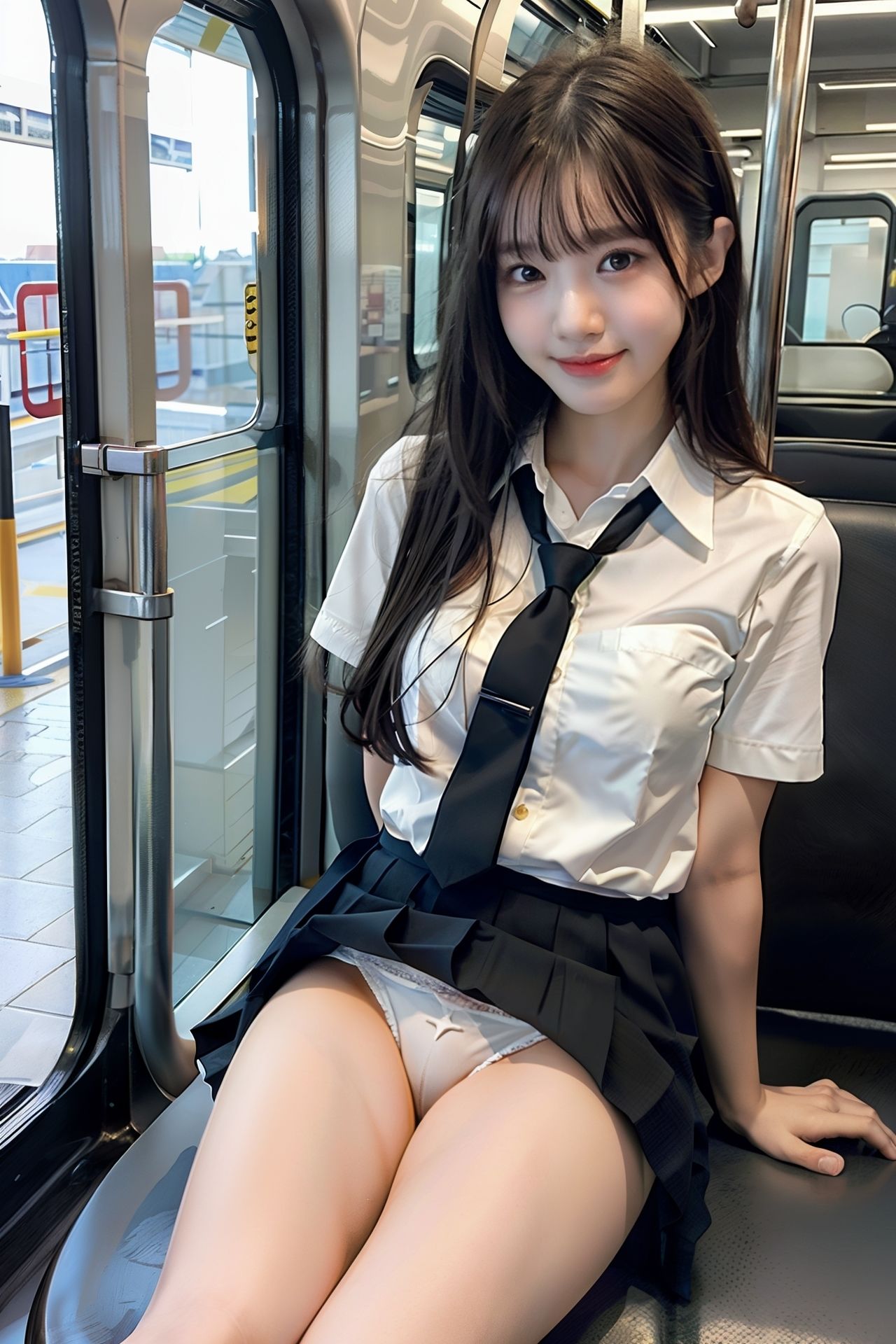 サンプル画像1:電車の中でS級制服女子が貴方だけにパンツをみせてくれます。200p(SakuraBooks) [d_370973]