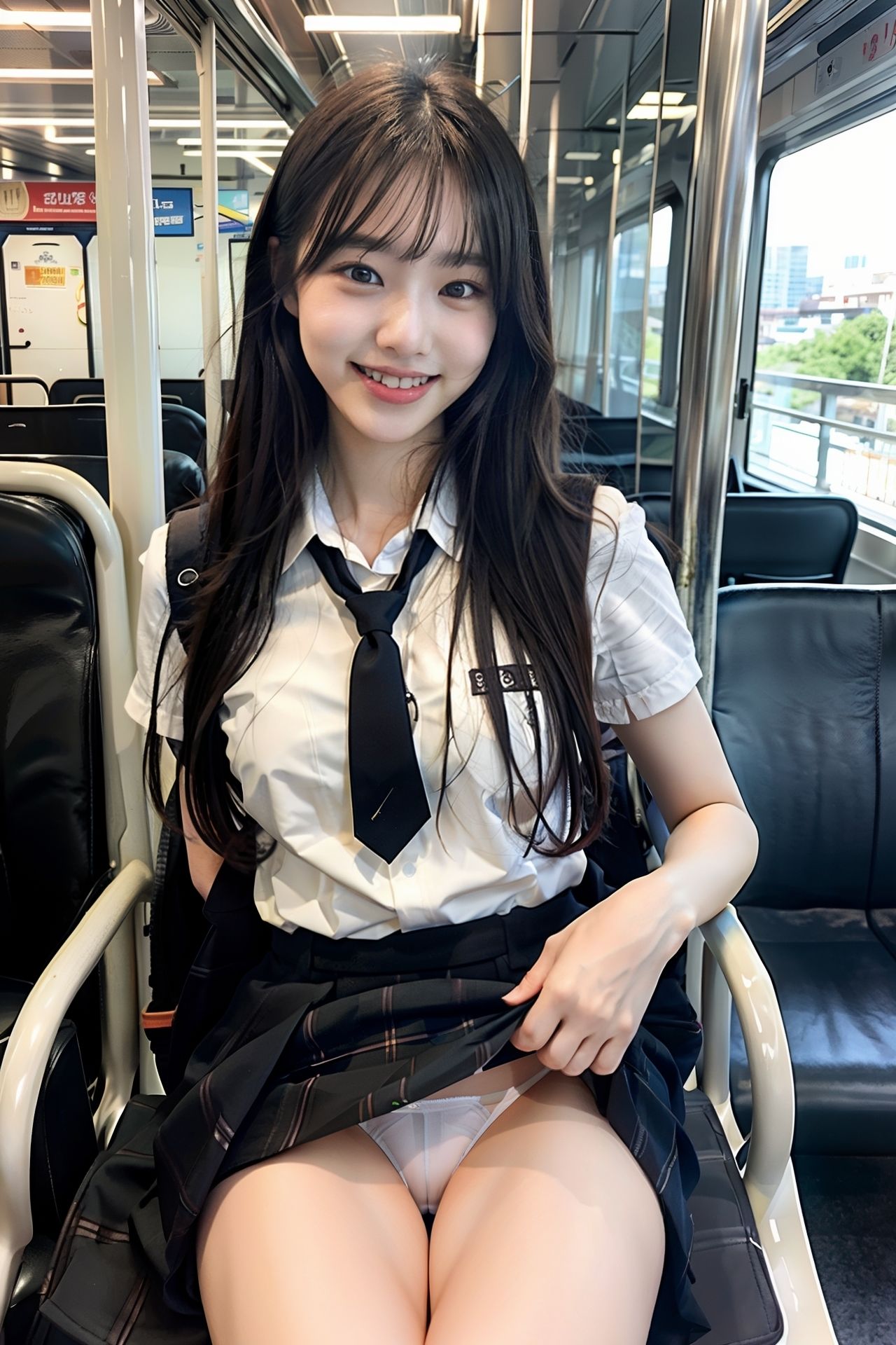 電車の中でS級制服女子が貴方だけにパンツをみせてくれます。200pのサンプル画像 6