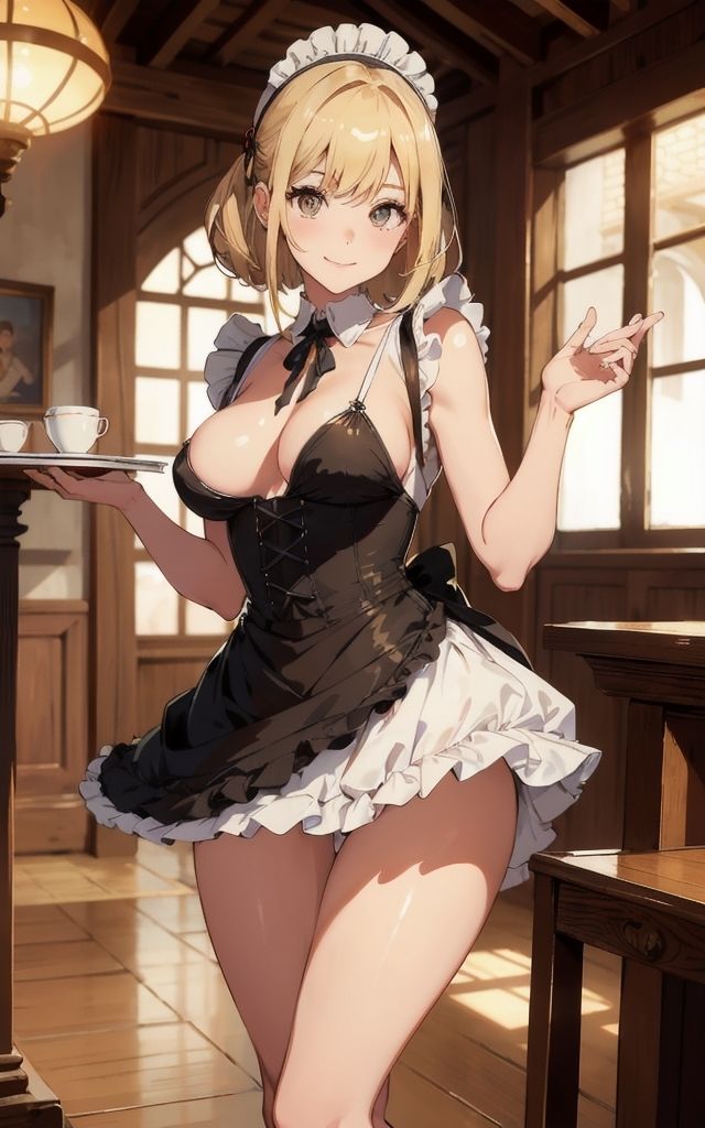 サンプル画像4:魅惑の金髪メイド【AI美女イラスト集】(AI picture factory) [d_371014]