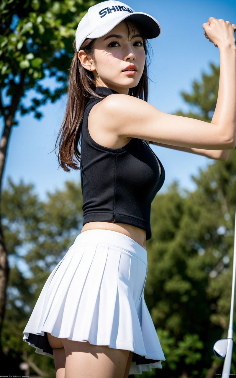 サンプル画像2:誘惑ゴルフ エロすぎるミニスカおっぱいくっきり美女とムラムラゴルフ(AI美女Maker) [d_371254]
