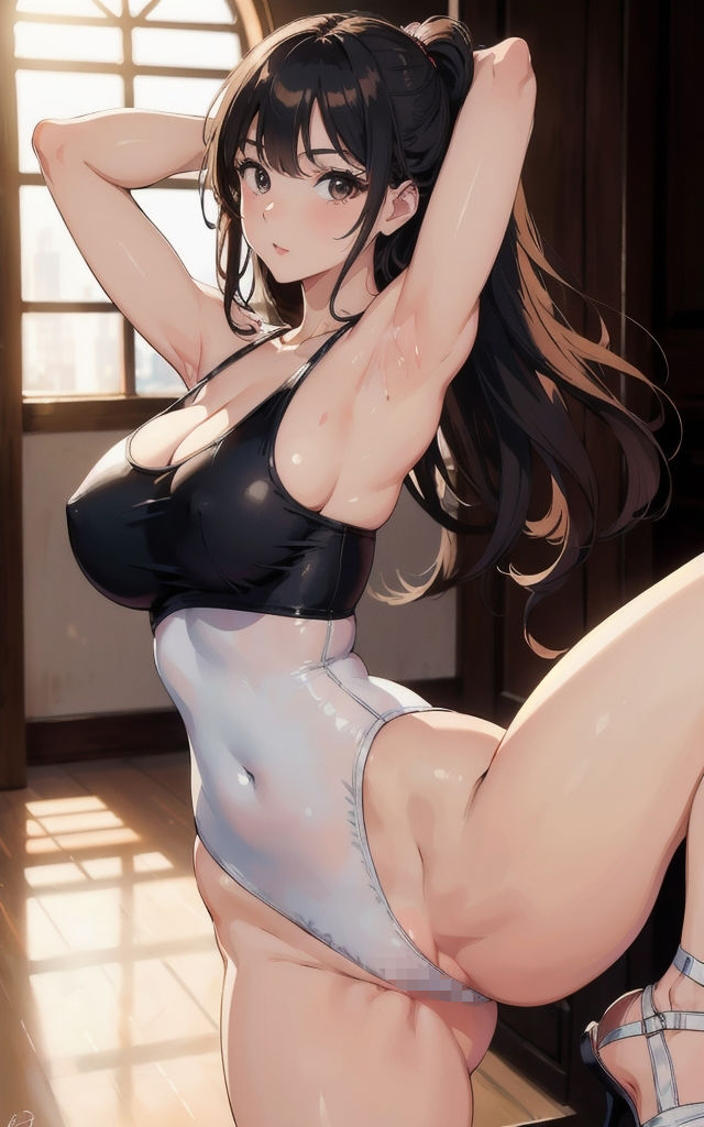 サンプル画像2:レオタード美女の肢体【AI美女イラスト集】(AI picture factory) [d_372091]