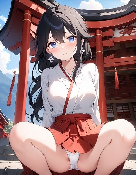 サンプル画像1:巫女のしゃがみパンチラ(D.P.H.) [d_372712]